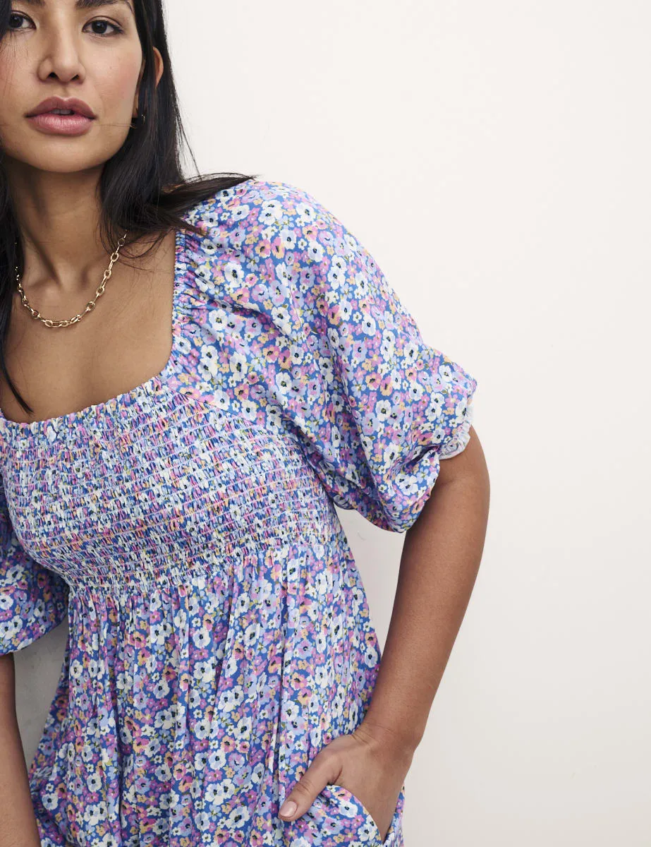 Petite Blue Floral Kylie Mini Dress sold by Nobody's Child product image thumbnail 3