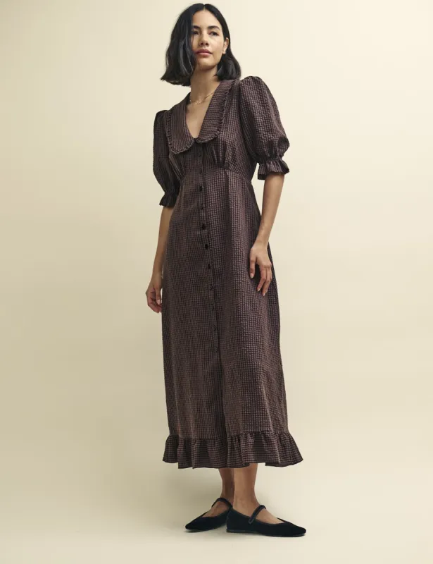 Brown Check Annalise Midi Dress sold by Nobody's Child