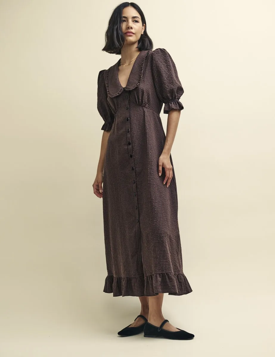 Brown Check Annalise Midi Dress sold by Nobody's Child