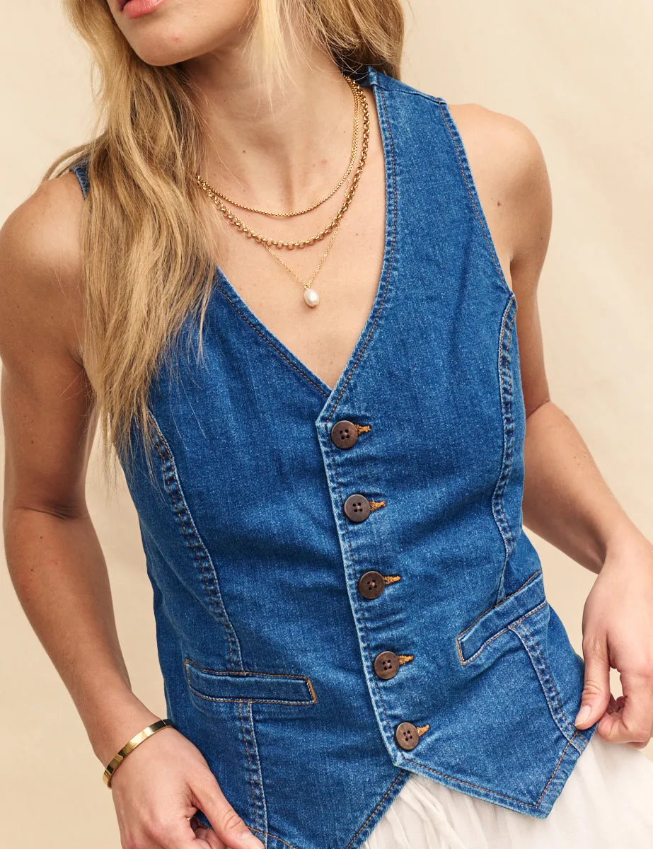 Mid Wash Blue Denim Waistcoat sold by Nobody's Child product image thumbnail 3