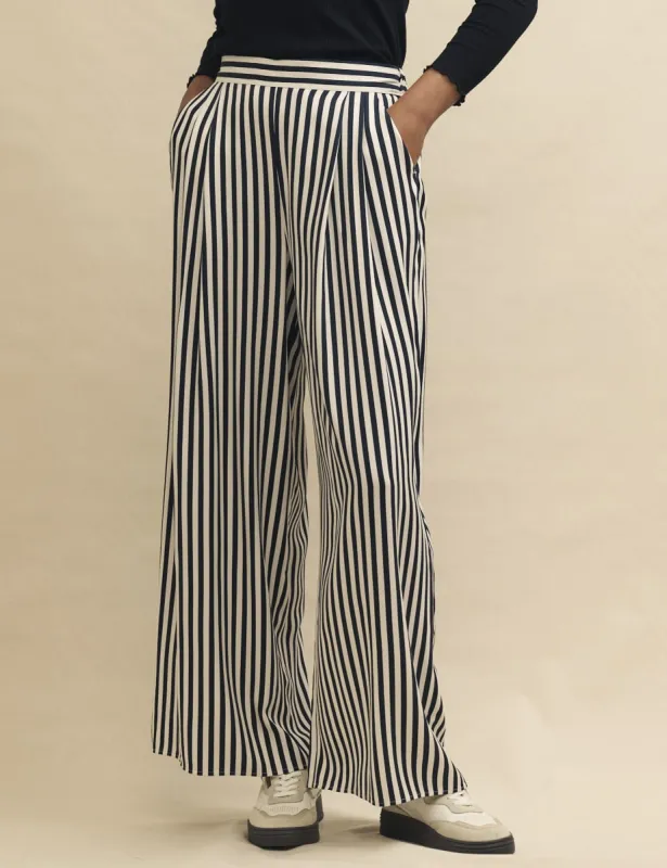 Black and White Full Length Wide Leg Zeena Trousers sold by Nobody's Child