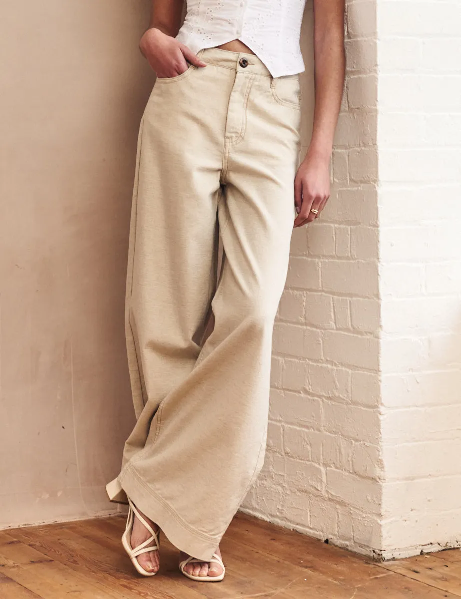 Beige Super Wide Leg Jeans sold by Nobody's Child product image thumbnail 2