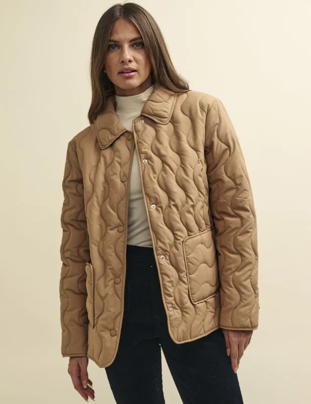 Camel Collared Quilted Jacket sold by Nobody's Child