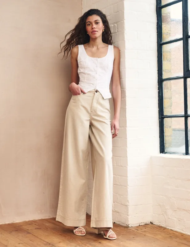 Beige Super Wide Leg Jeans sold by Nobody's Child