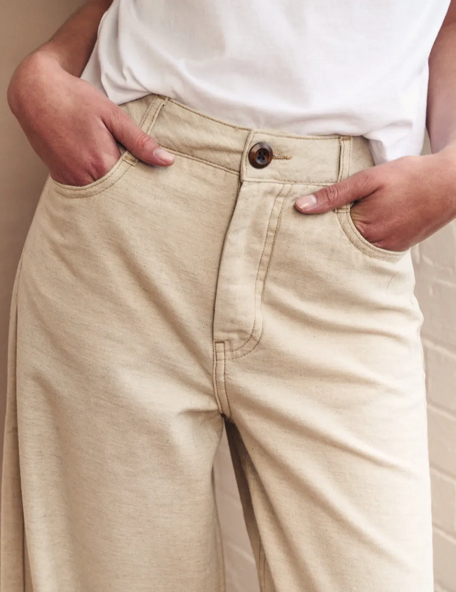 Beige Super Wide Leg Jeans sold by Nobody's Child product image thumbnail 3