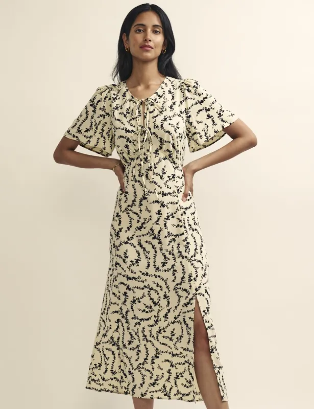 Cream Floral Chain Print Cecelia Midi Dress sold by Nobody's Child