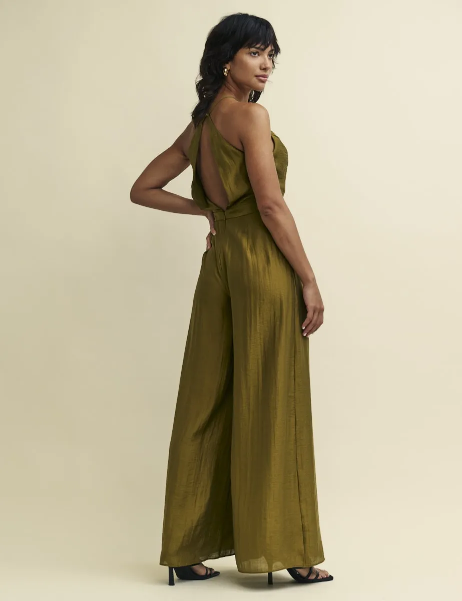 Olive Green Halter Neck Tess Jumpsuit sold by Nobody's Child product image thumbnail 4