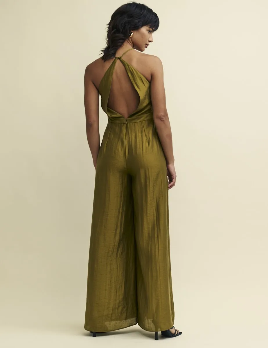 Olive Green Halter Neck Tess Jumpsuit sold by Nobody's Child product image thumbnail 3