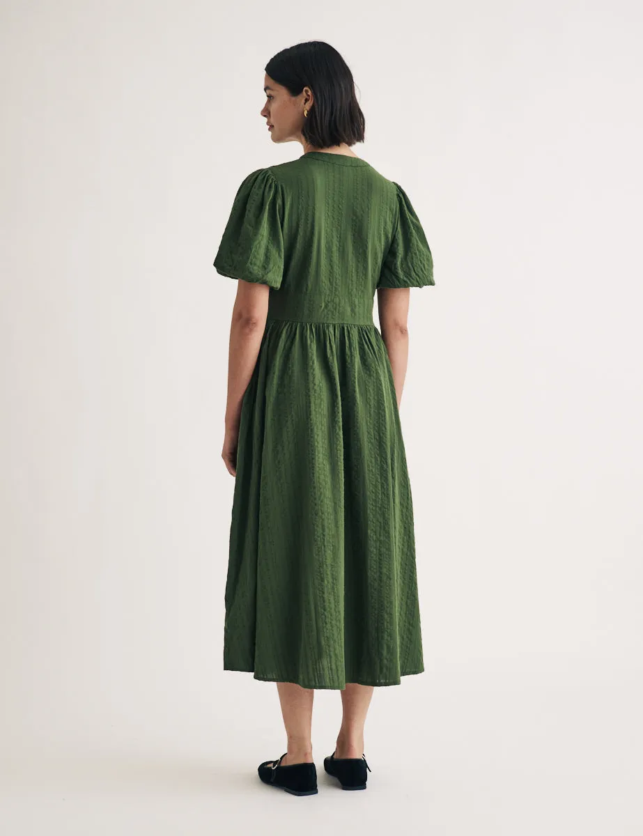 Dark Green Short Sleeve Starlight Midi Dress sold by Nobody's Child product image thumbnail 4