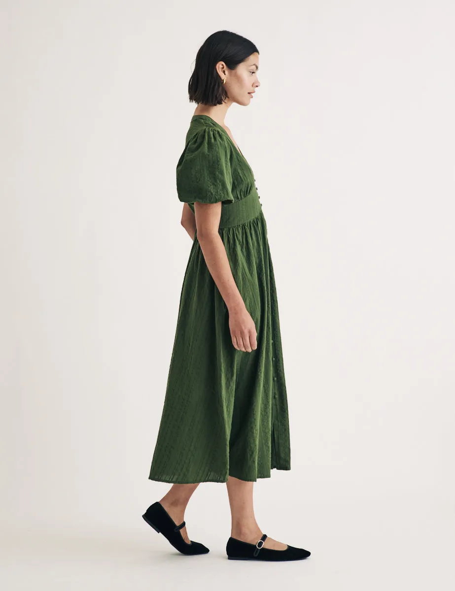 Dark Green Short Sleeve Starlight Midi Dress sold by Nobody's Child product image thumbnail 3