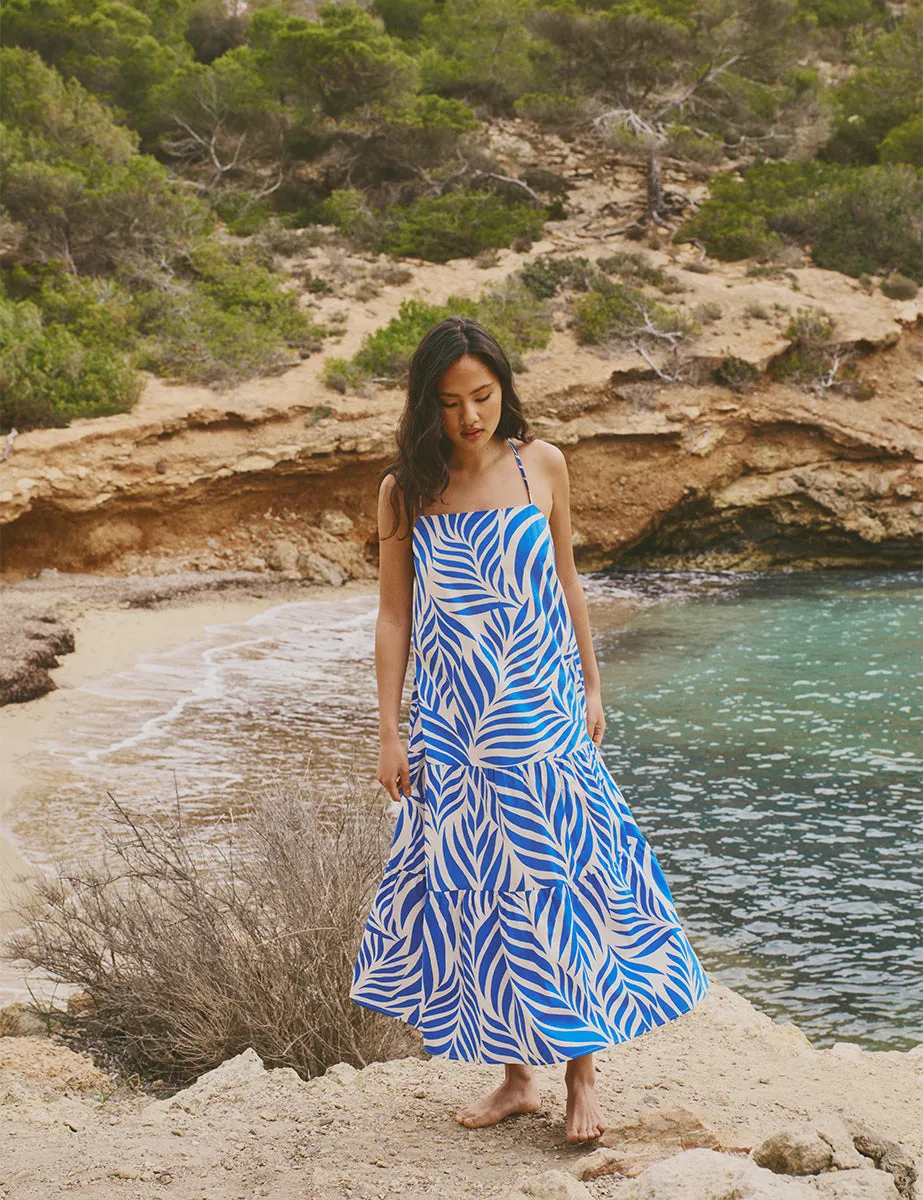 Blue Leaf Print Etain Midi Dress sold by Nobody's Child product image thumbnail 2