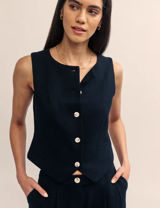 Black Tailored Crew Neck Waistcoat sold by Nobody's Child