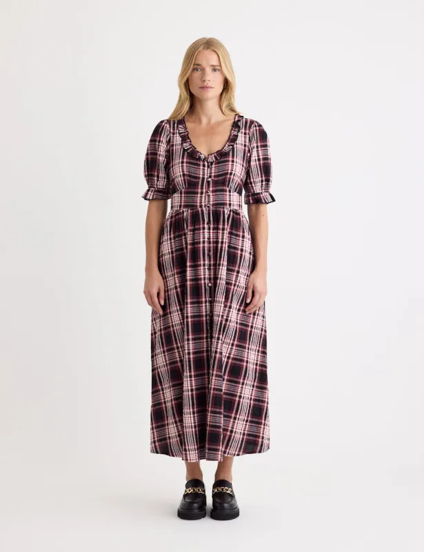 Red Check Flossie Midi Dress sold by Nobody's Child