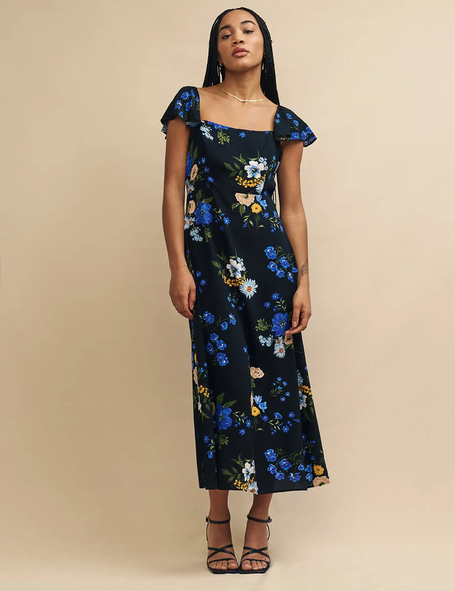 Black Floral Elsie Midi Dress sold by Nobody's Child