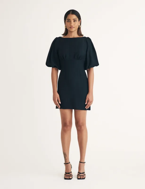 Black Puff Sleeve Hannah Mini Dress sold by Nobody's Child