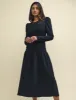 Black Shirred Dropped Waist Gracie Midi Dress sold by Nobody's Child