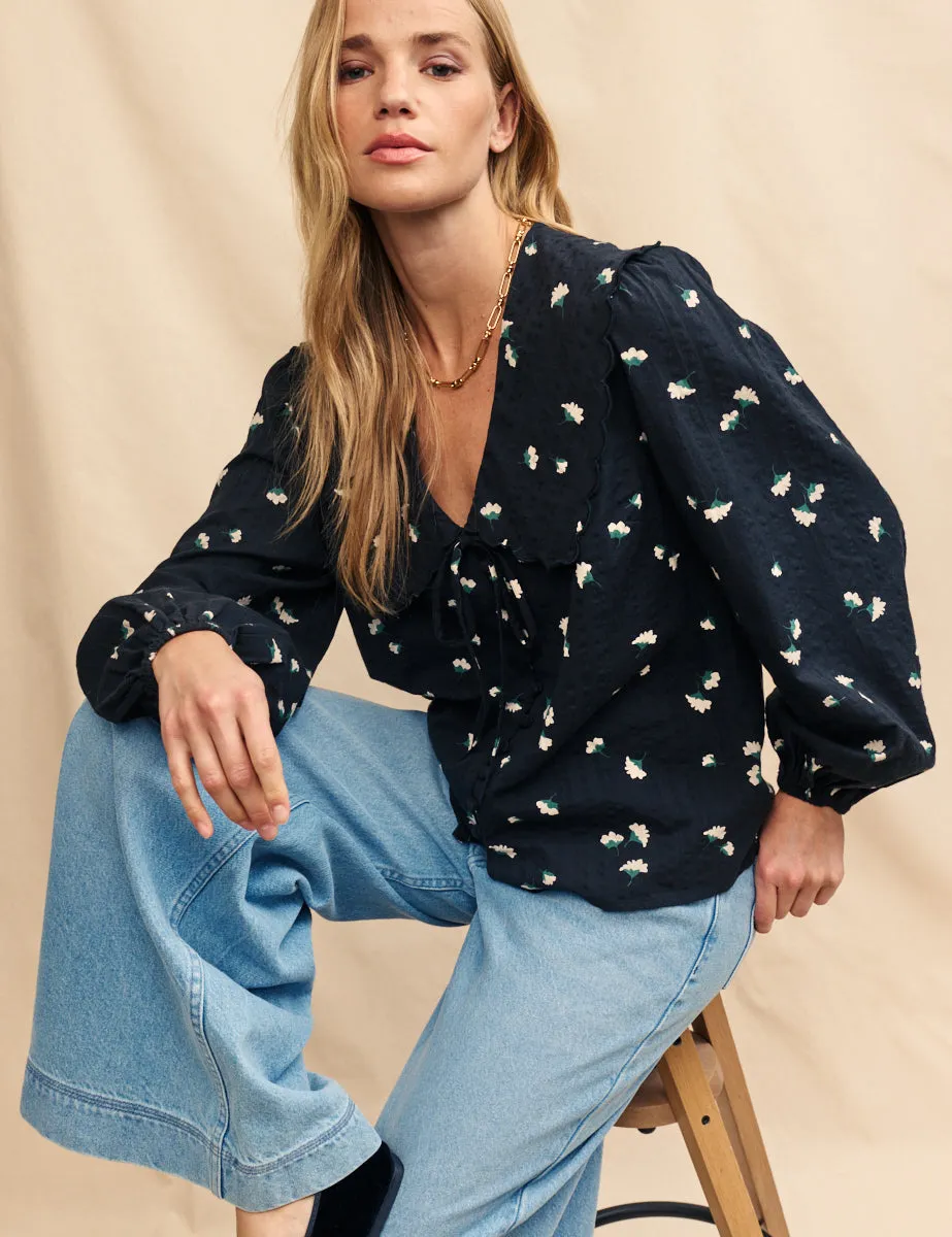 Black Floral Long Sleeve Birdie Blouse sold by Nobody's Child product image thumbnail 3