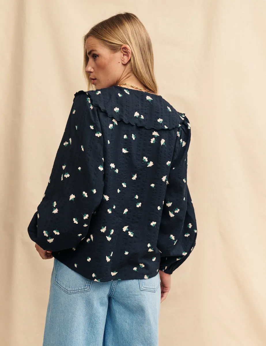 Black Floral Long Sleeve Birdie Blouse sold by Nobody's Child product image thumbnail 4