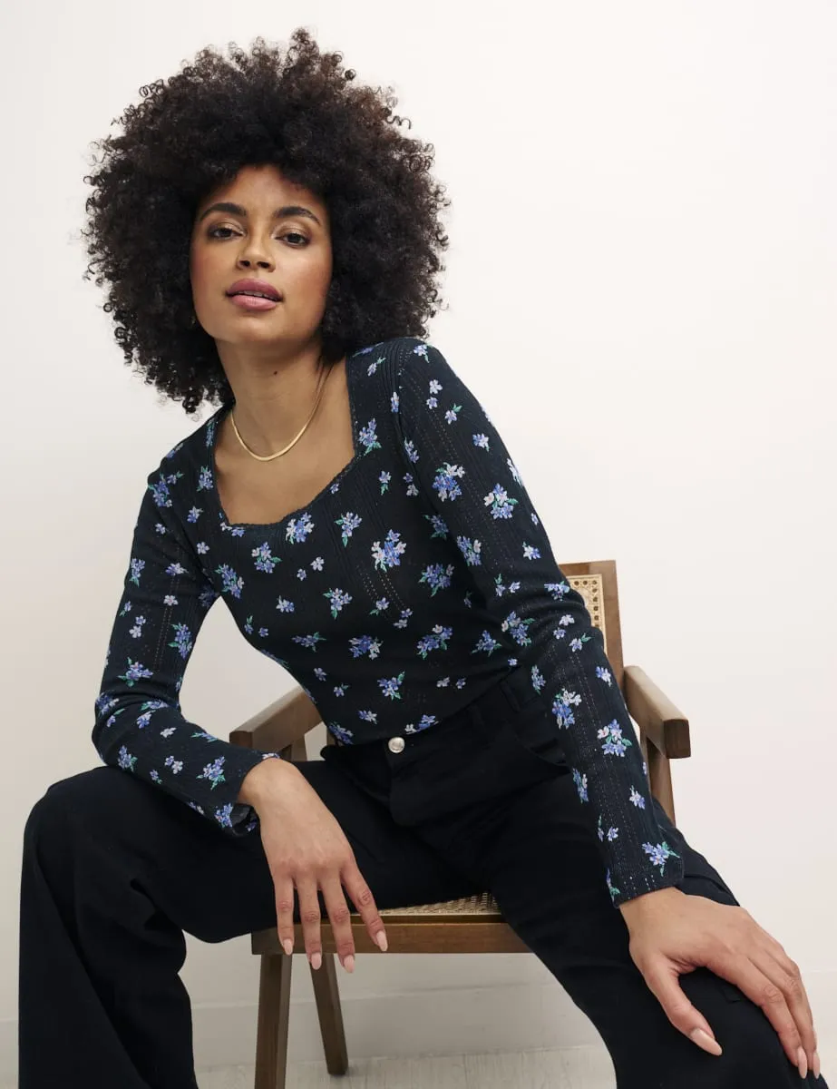 Black Floral Long Sleeve Carey Top sold by Nobody's Child product image thumbnail 2