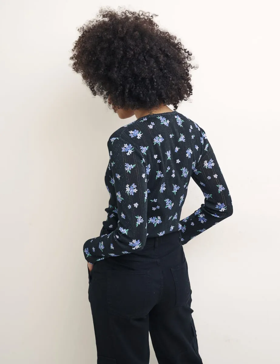 Black Floral Long Sleeve Carey Top sold by Nobody's Child product image thumbnail 4