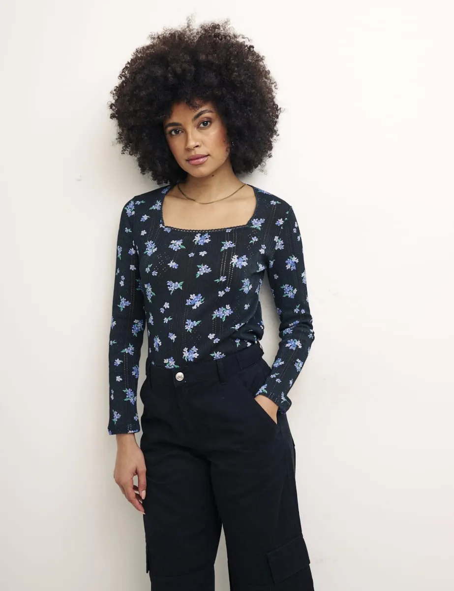 Black Floral Long Sleeve Carey Top sold by Nobody's Child
