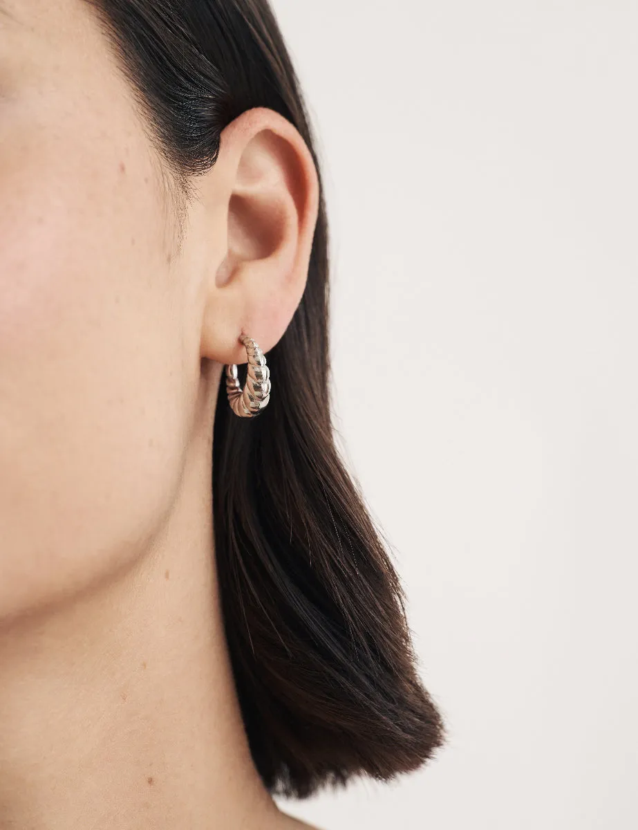 Silver Croissant Huggie Hoop Earrings sold by Nobody's Child product image thumbnail 2