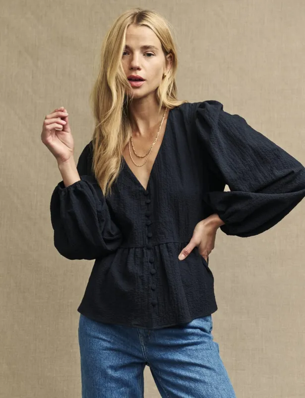 Black Balloon Sleeve Ria Blouse sold by Nobody's Child