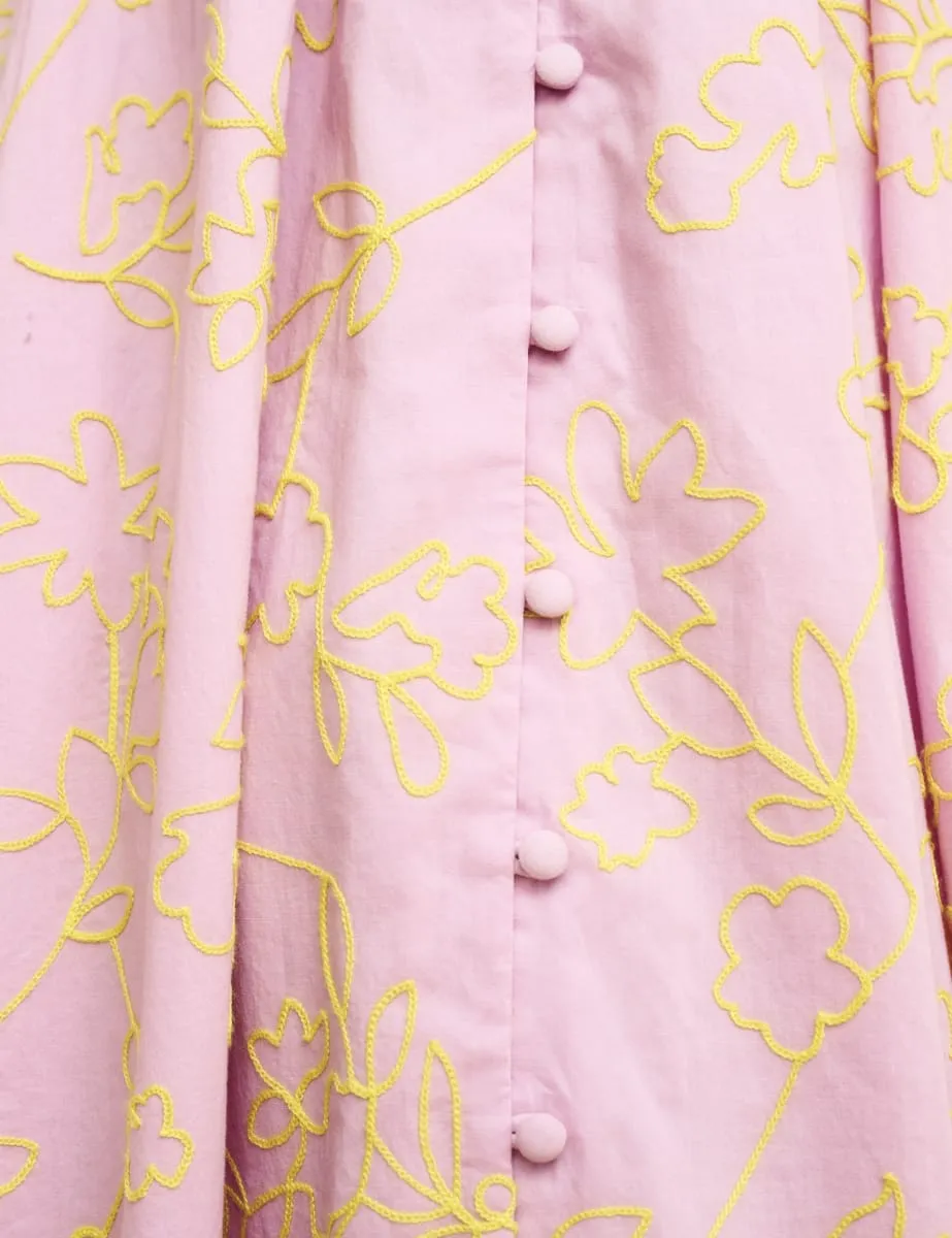 Pink Embroidered Starlight Midi Dress sold by Nobody's Child product image thumbnail 5