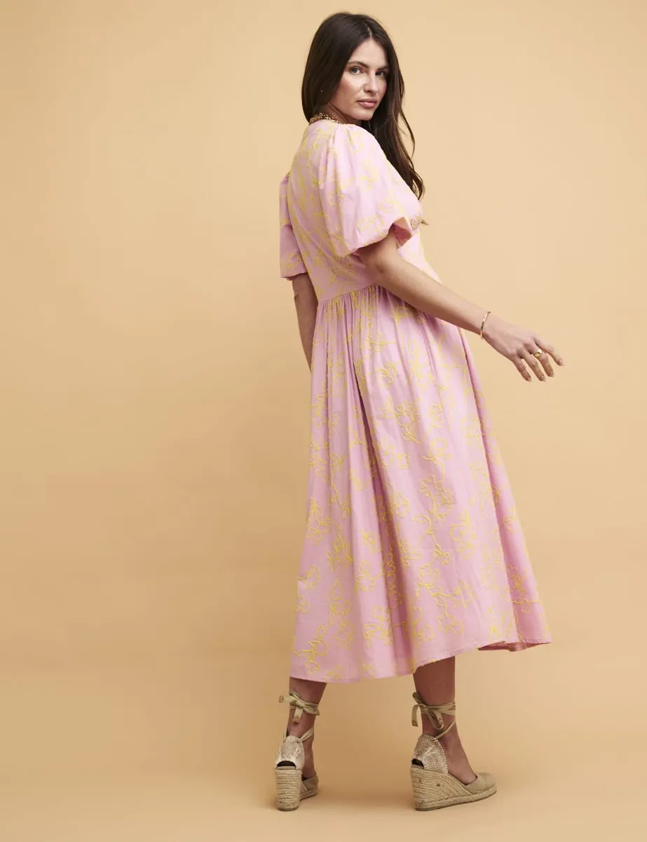 Pink Embroidered Starlight Midi Dress sold by Nobody's Child product image thumbnail 2