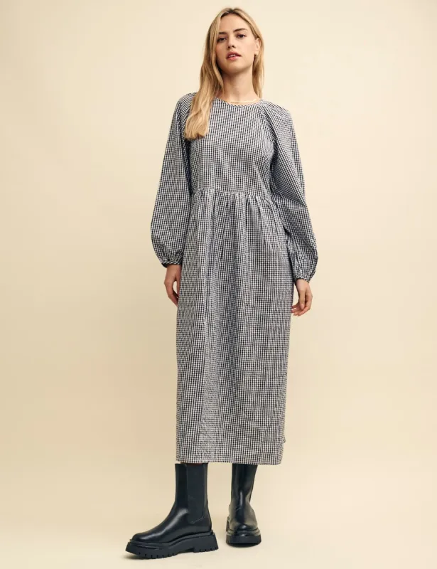 Petite Black Gingham Check Issy Midi Smock Dress sold by Nobody's Child
