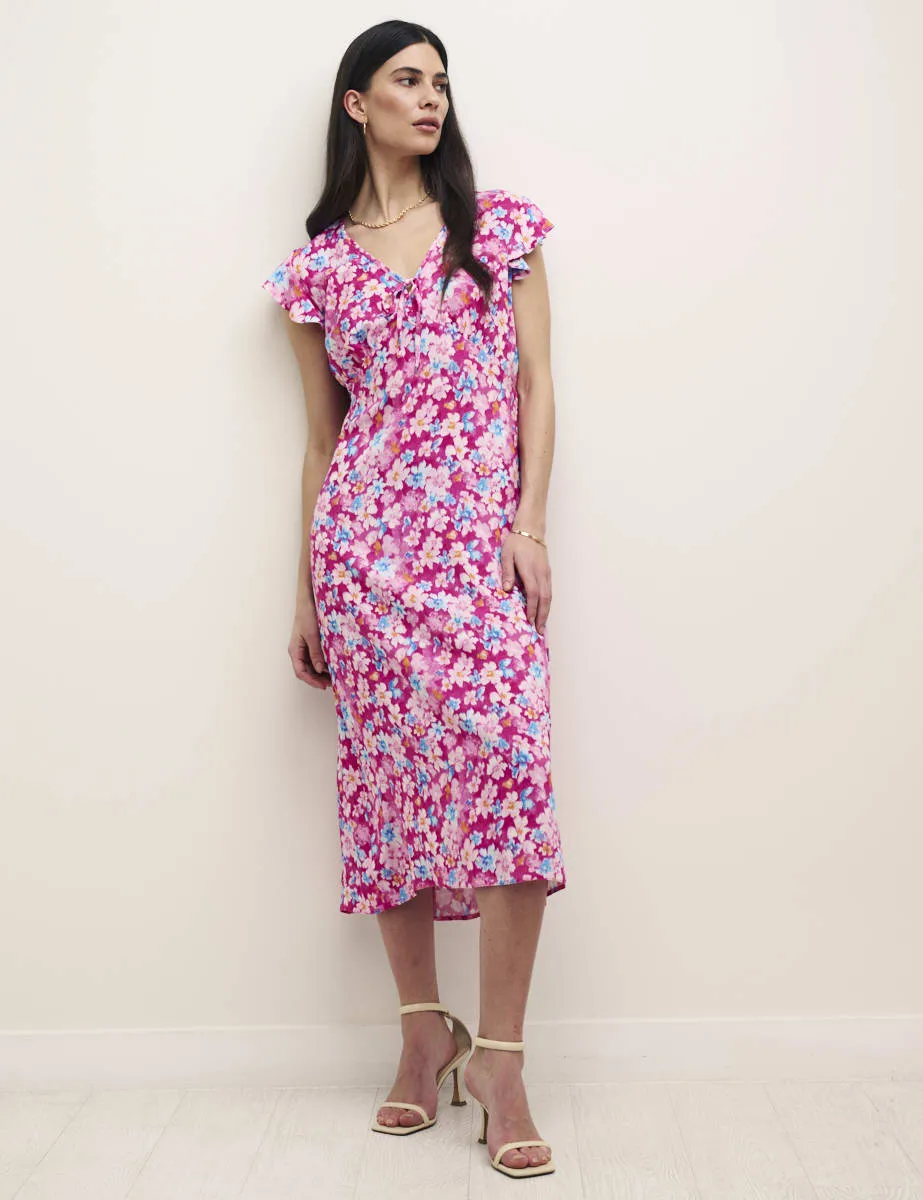 Pink Floral Lily Midi Tea Dress sold by Nobody's Child