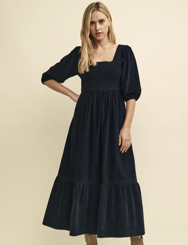 Black Cord Smock Elsa Midi Dress sold by Nobody's Child