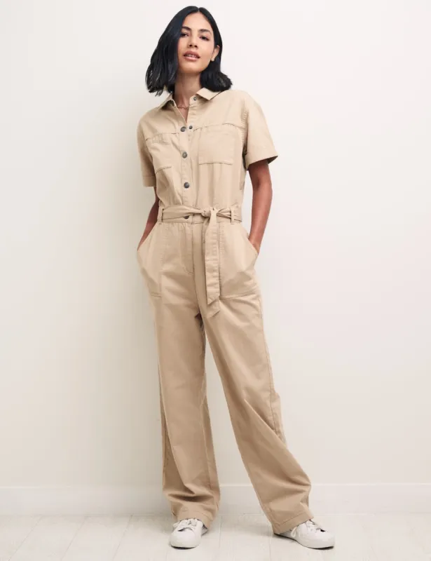 Cream Faith Utility Jumpsuit sold by Nobody's Child
