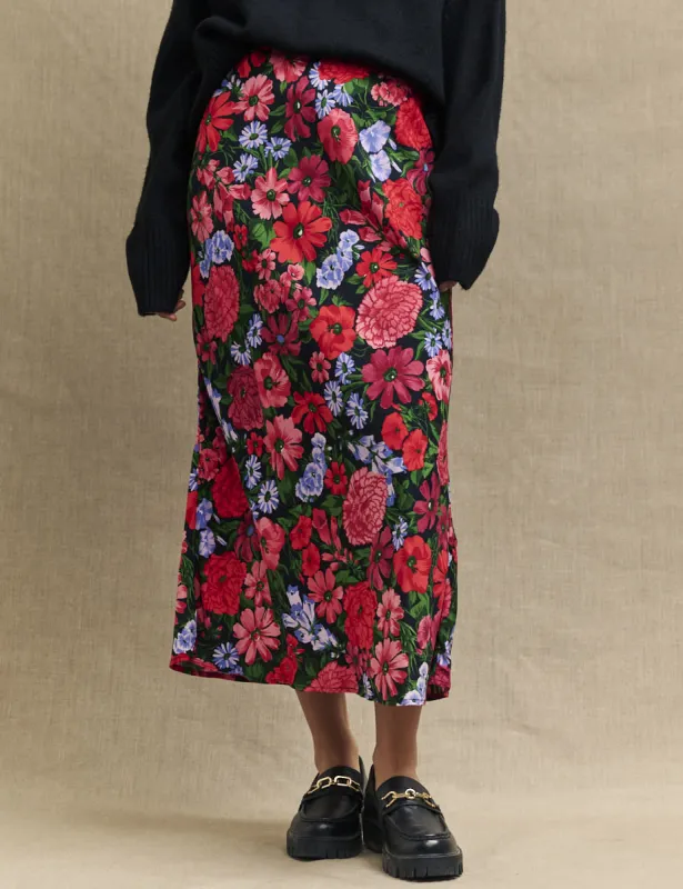 Red and Black Floral Mila Midi Skirt sold by Nobody's Child