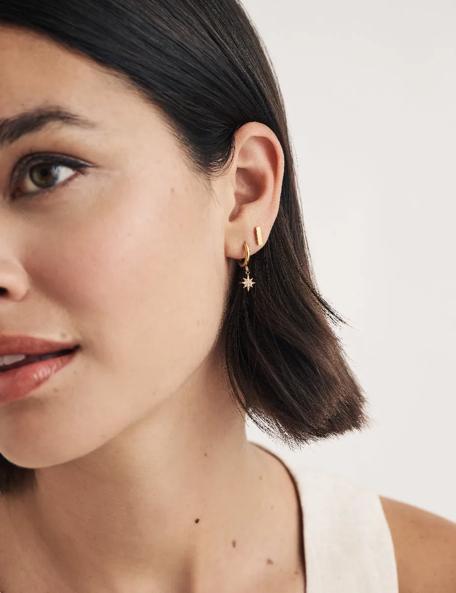 Gold Star Charm Huggie Hoop Earrings sold by Nobody's Child product image thumbnail 2