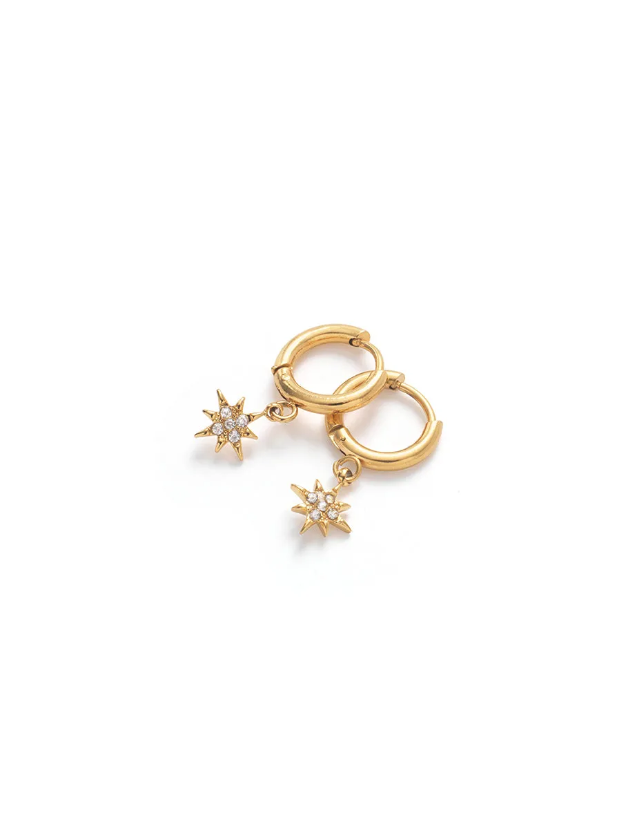 Gold Star Charm Huggie Hoop Earrings sold by Nobody's Child product image thumbnail 3