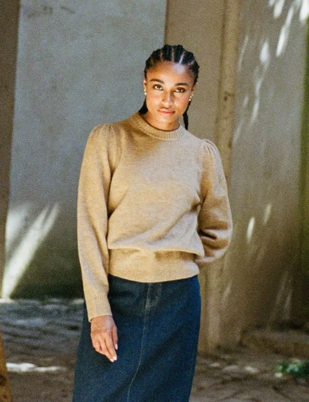 Camel Chunky Trim Crew Neck Knitted Jumper sold by Nobody's Child