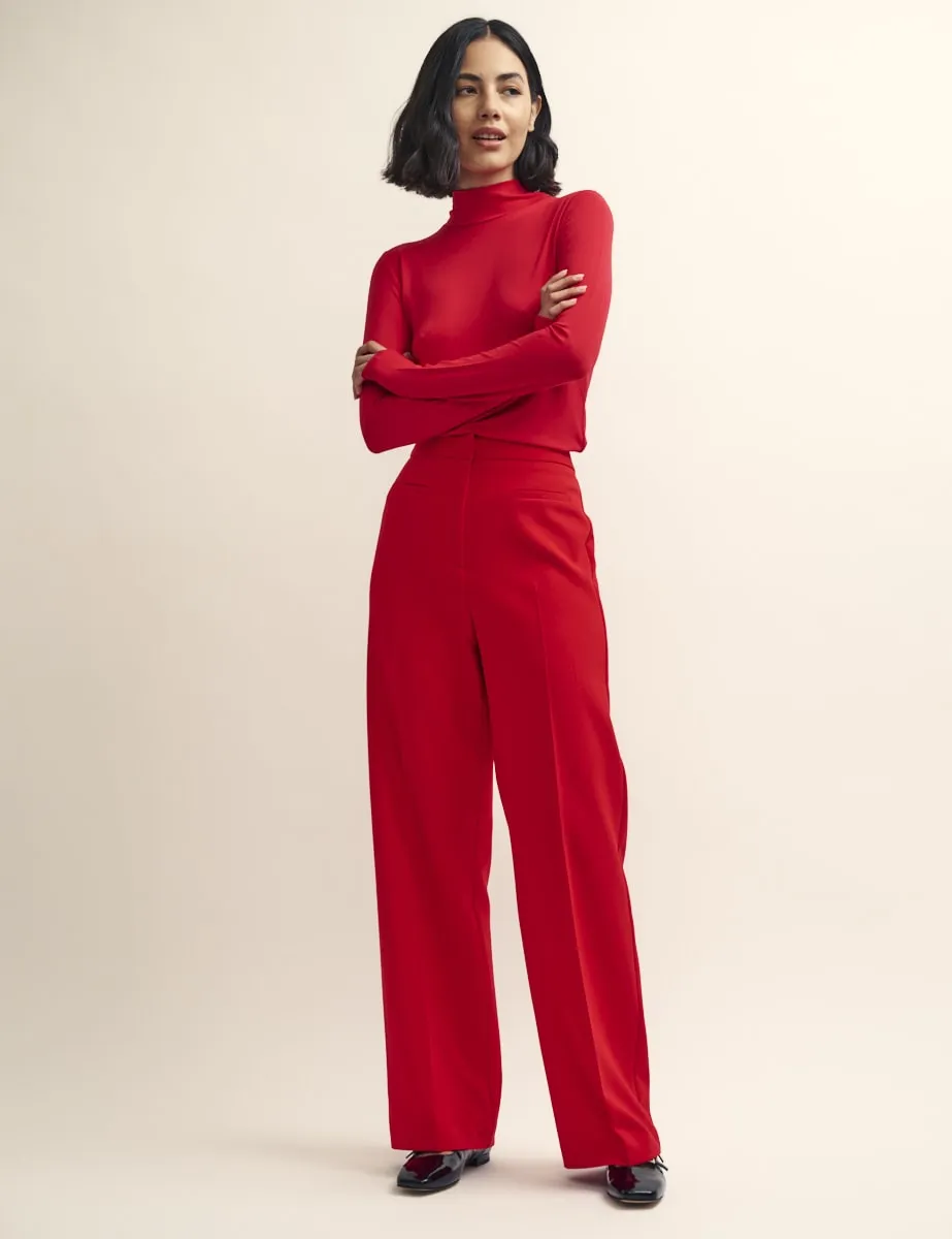 Red Funnel Neck Long Sleeve Jersey Top sold by Nobody's Child product image thumbnail 2