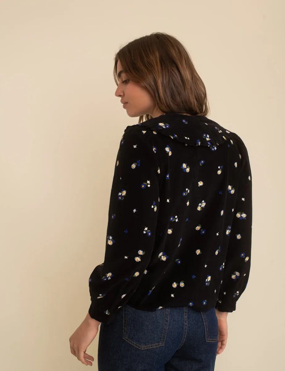 Black Cord Floral Emmie Blouse sold by Nobody's Child product image thumbnail 3