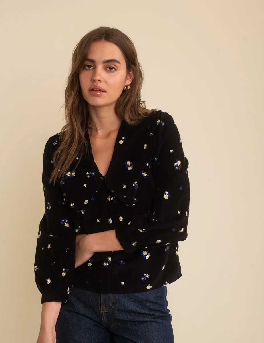 Black Cord Floral Emmie Blouse sold by Nobody's Child