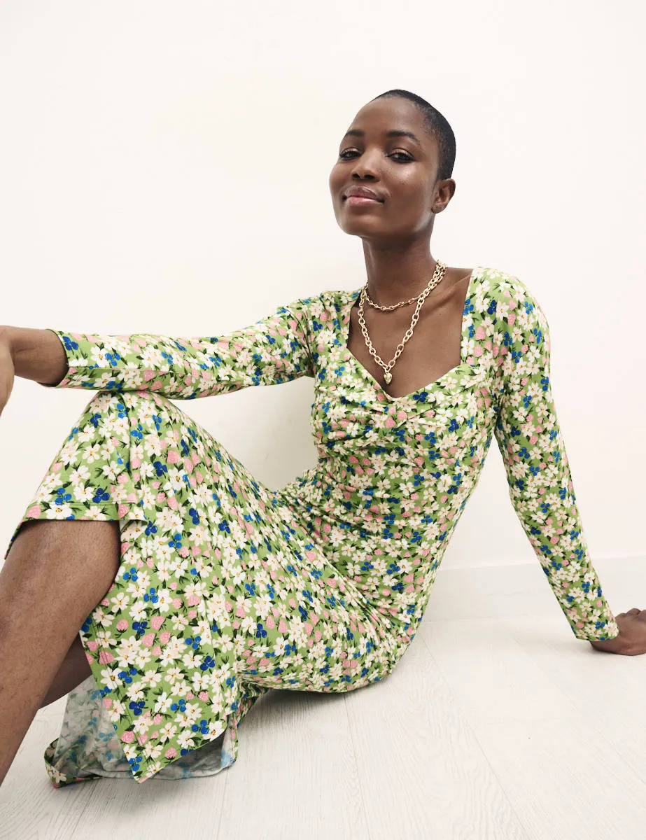 Green Floral Sweetheart Neck Marlow Midi Dress sold by Nobody's Child product image thumbnail 3