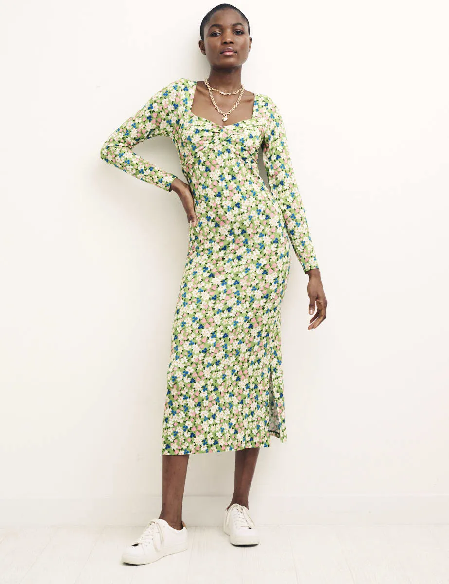 Green Floral Sweetheart Neck Marlow Midi Dress sold by Nobody's Child