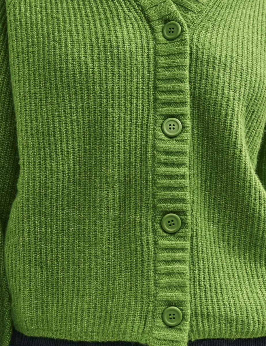 Green Rib Knit V-Neck Button-Up Cardigan sold by Nobody's Child product image thumbnail 4