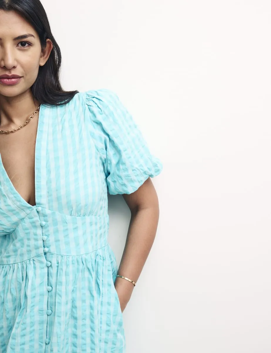 Petite Blue Gingham Check Starlight Midaxi Dress sold by Nobody's Child product image thumbnail 3