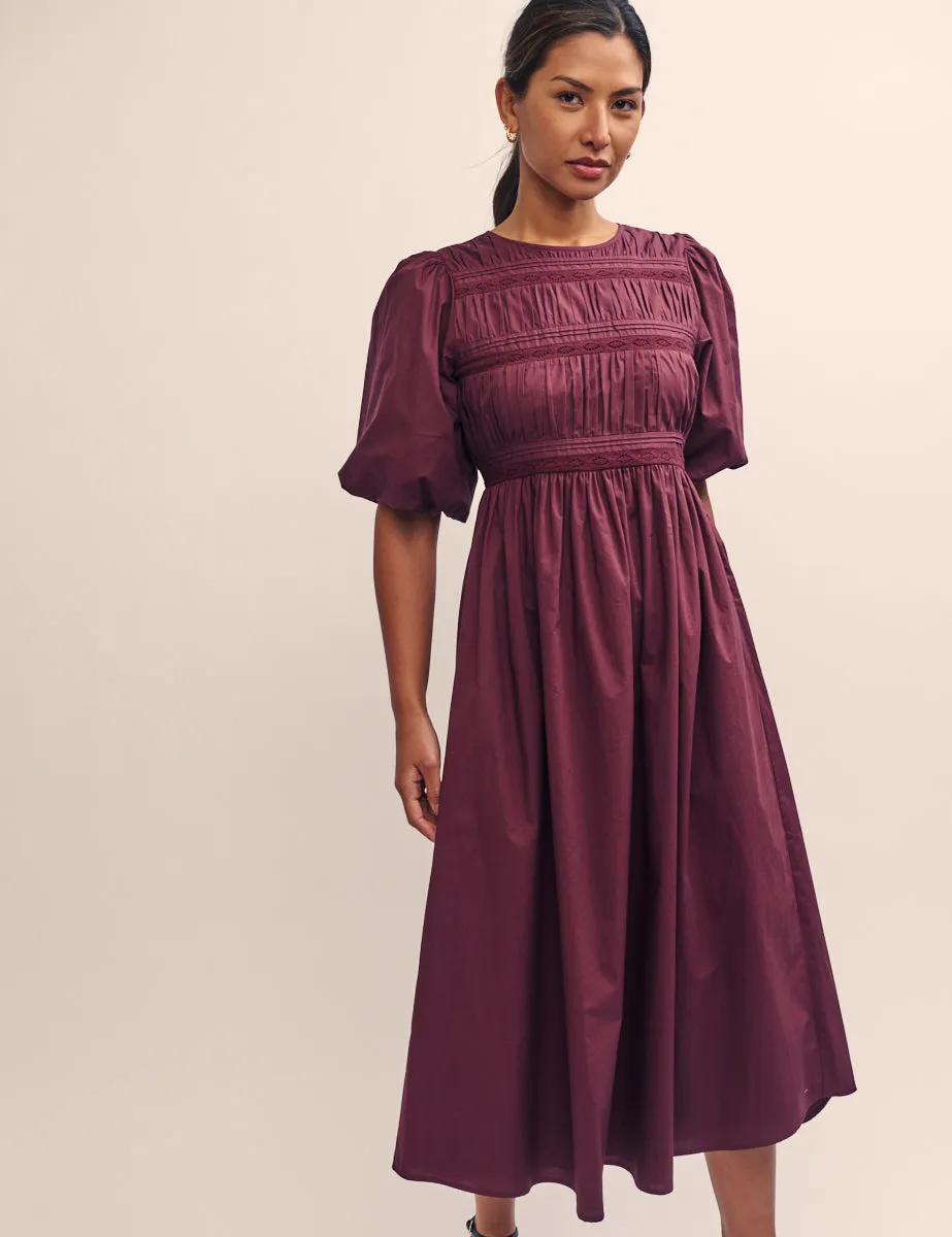 Purple Puff Sleeve Maureen Midi Dress sold by Nobody's Child product image thumbnail 3