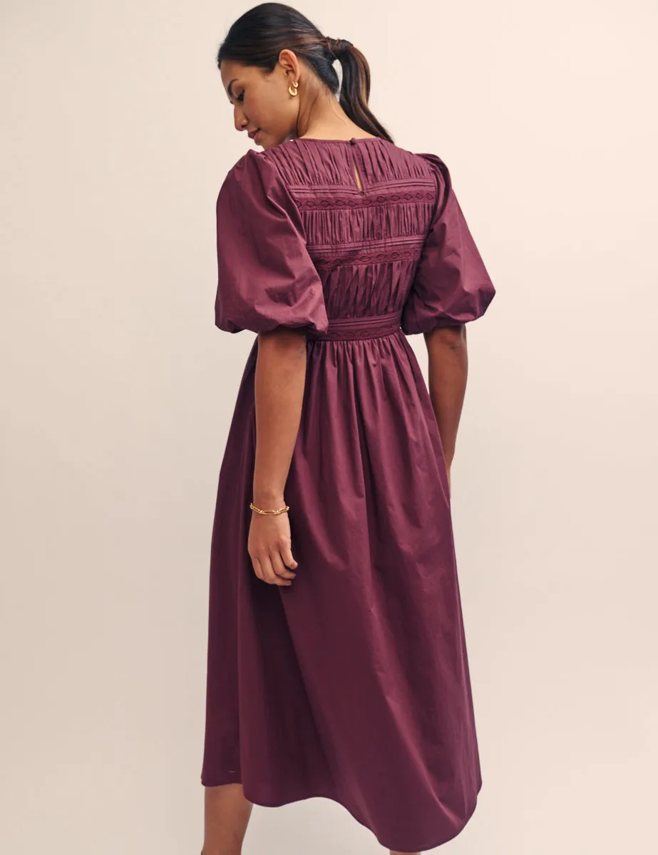 Purple Puff Sleeve Maureen Midi Dress sold by Nobody's Child product image thumbnail 4