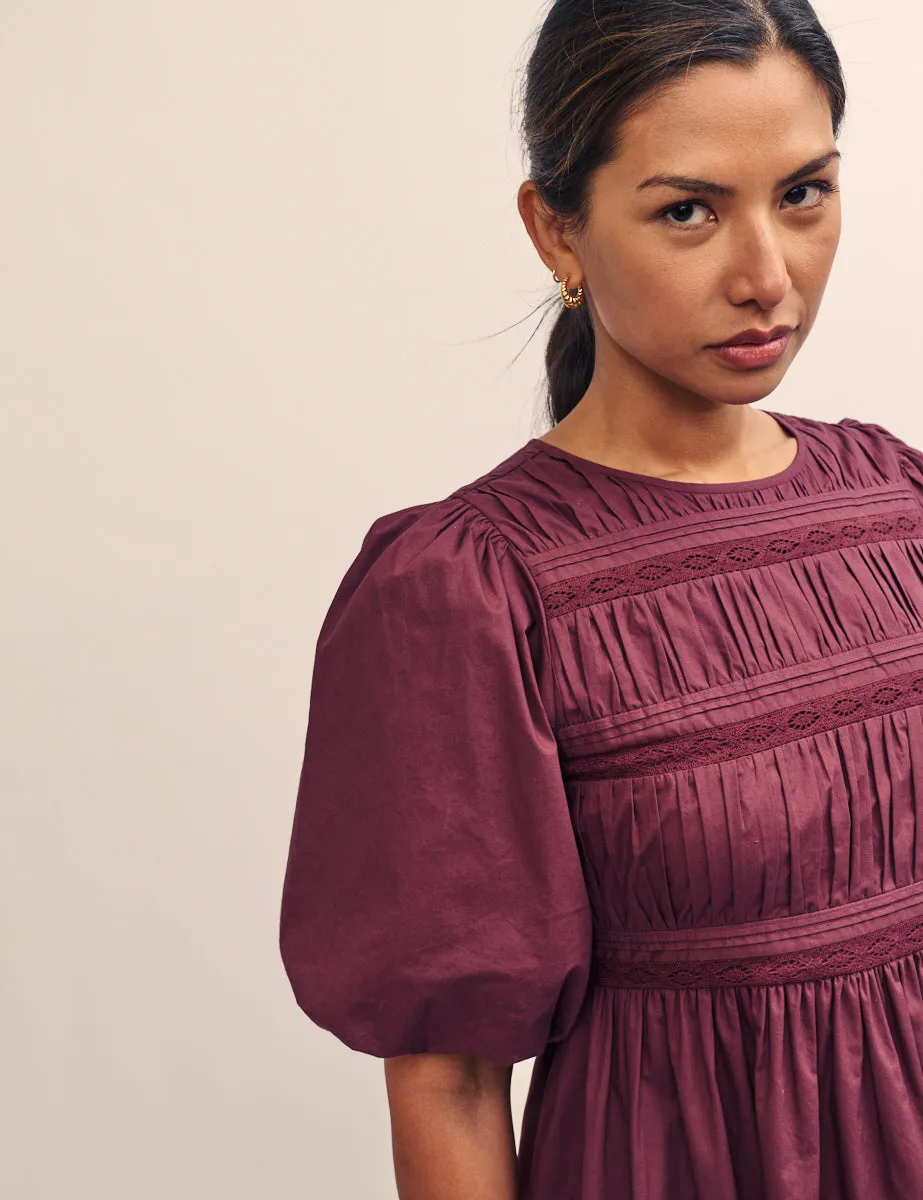 Purple Puff Sleeve Maureen Midi Dress sold by Nobody's Child product image thumbnail 2