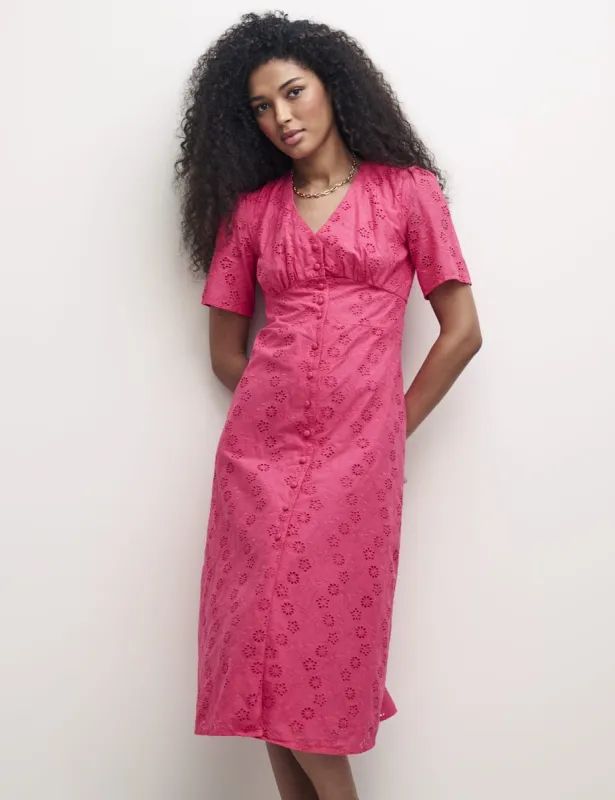 Pink Broderie Alexa Midi Dress sold by Nobody's Child