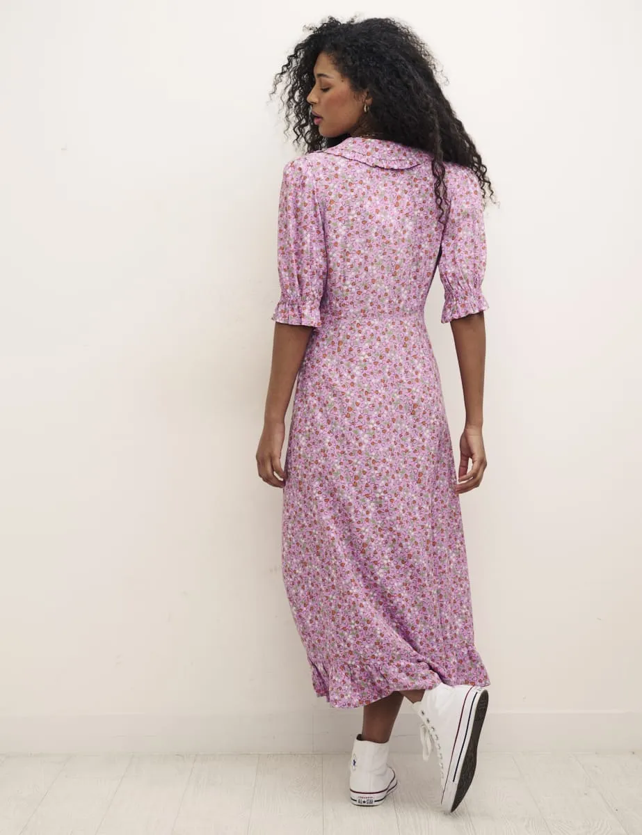 Petite Lilac Heart Print Annalise Midi Dress sold by Nobody's Child product image thumbnail 4