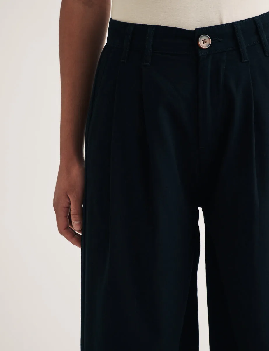 Khaki Twill Pleated Wide Leg Ava Trousers sold by Nobody's Child product image thumbnail 3